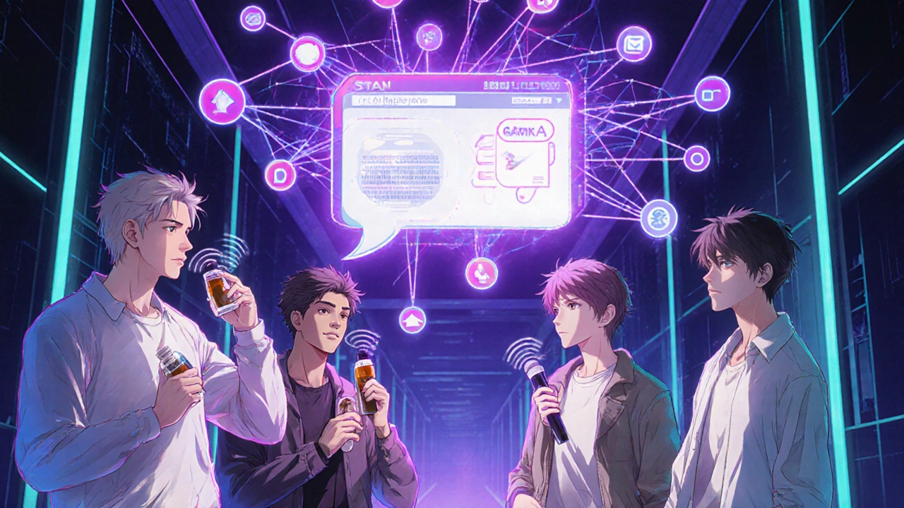 Diverse young adults reach toward a glowing digital FDA MedWatch interface, each holding a medication bottle.