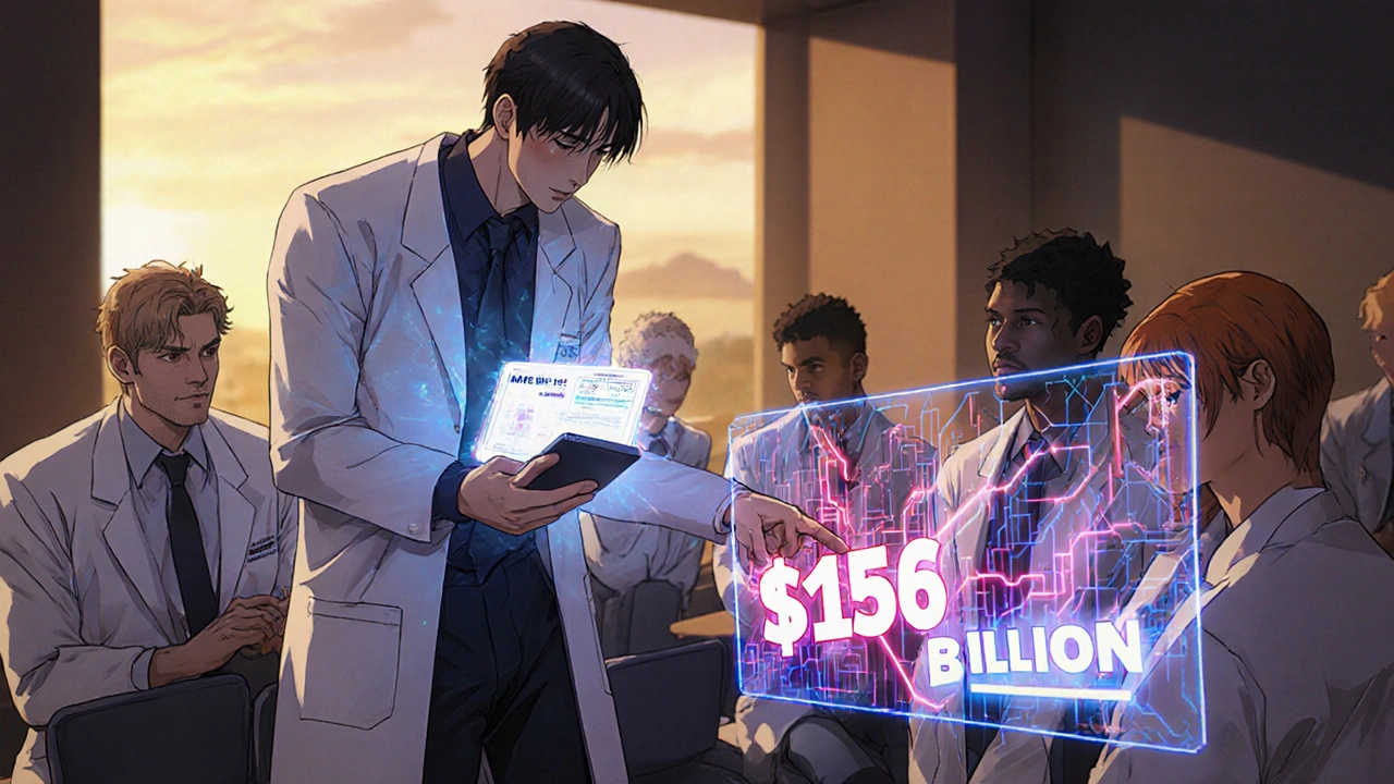 Doctors in a seminar react to data showing billions saved through generic medications.