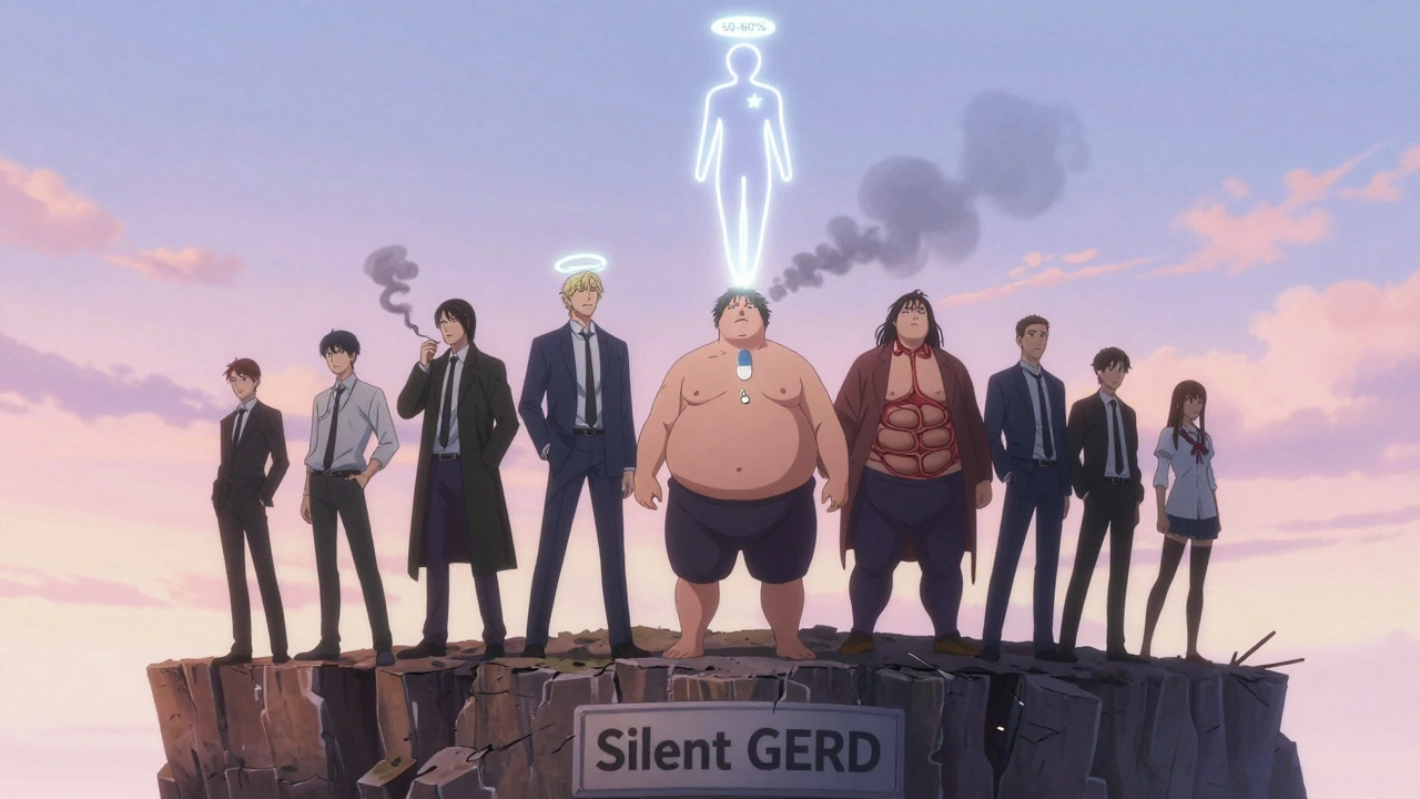 High-risk individuals on a crumbling cliff, a glowing pill beacon floats toward them, stars form a survival rate halo above.