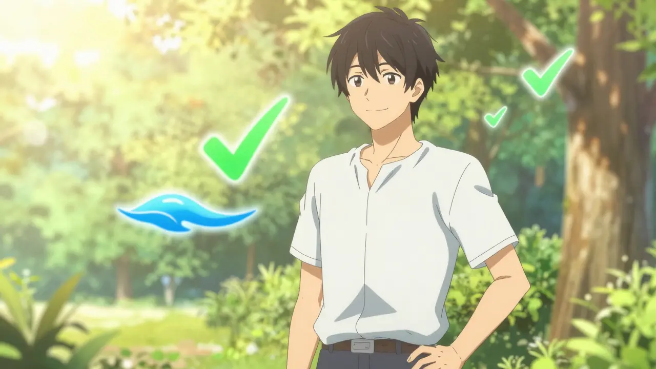 Happy anime patient in sunlight symbolizing health and remission