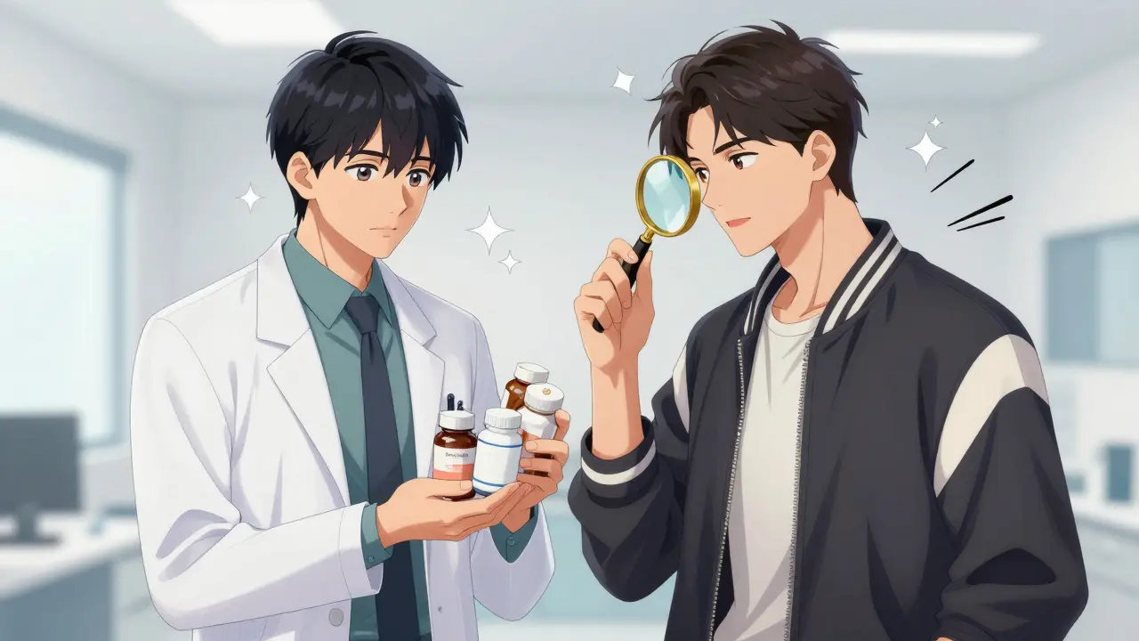 Anime doctor and patient discussing supplements in a modern clinic