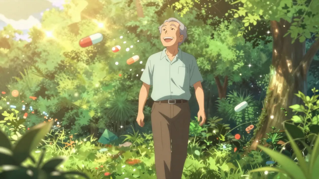 Older adult enjoying freedom and health in a garden