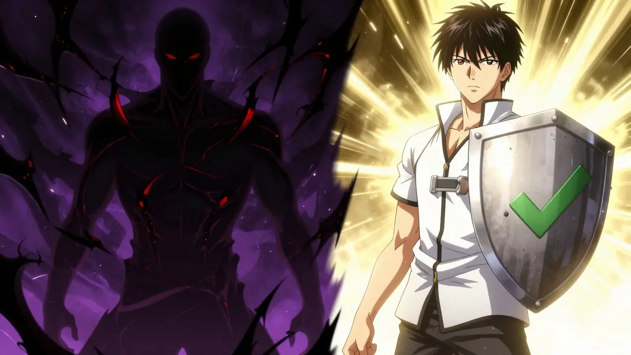 Anime character choosing safe telehealth over risky options