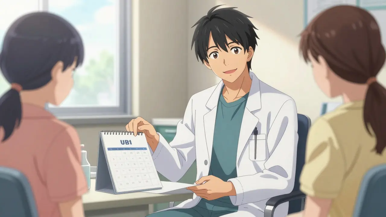 Doctor explaining medication timing adjustments to an anime patient