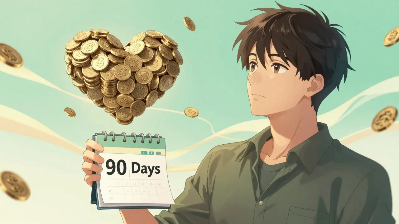 Man celebrating savings and stable health